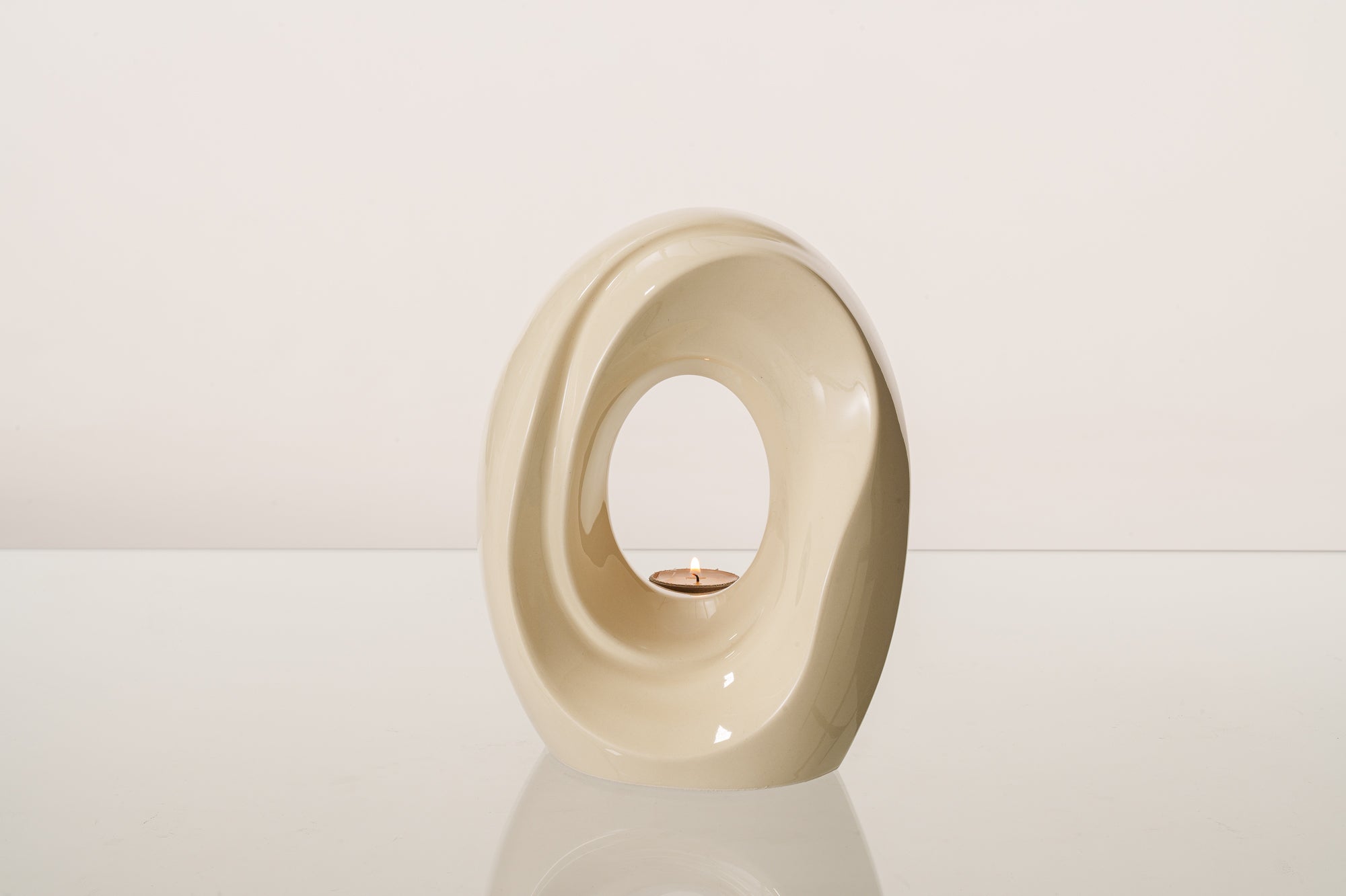 Artisan Cremation Urn for Ashes "The Passage" - Medium Urn | Off-White | Ceramic