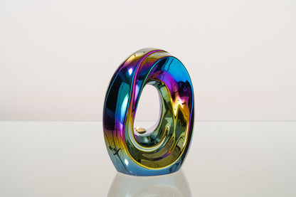 Artisan Cremation Urn for Ashes "The Passage" - Medium Urn | Rainbow Chrome | Ceramic