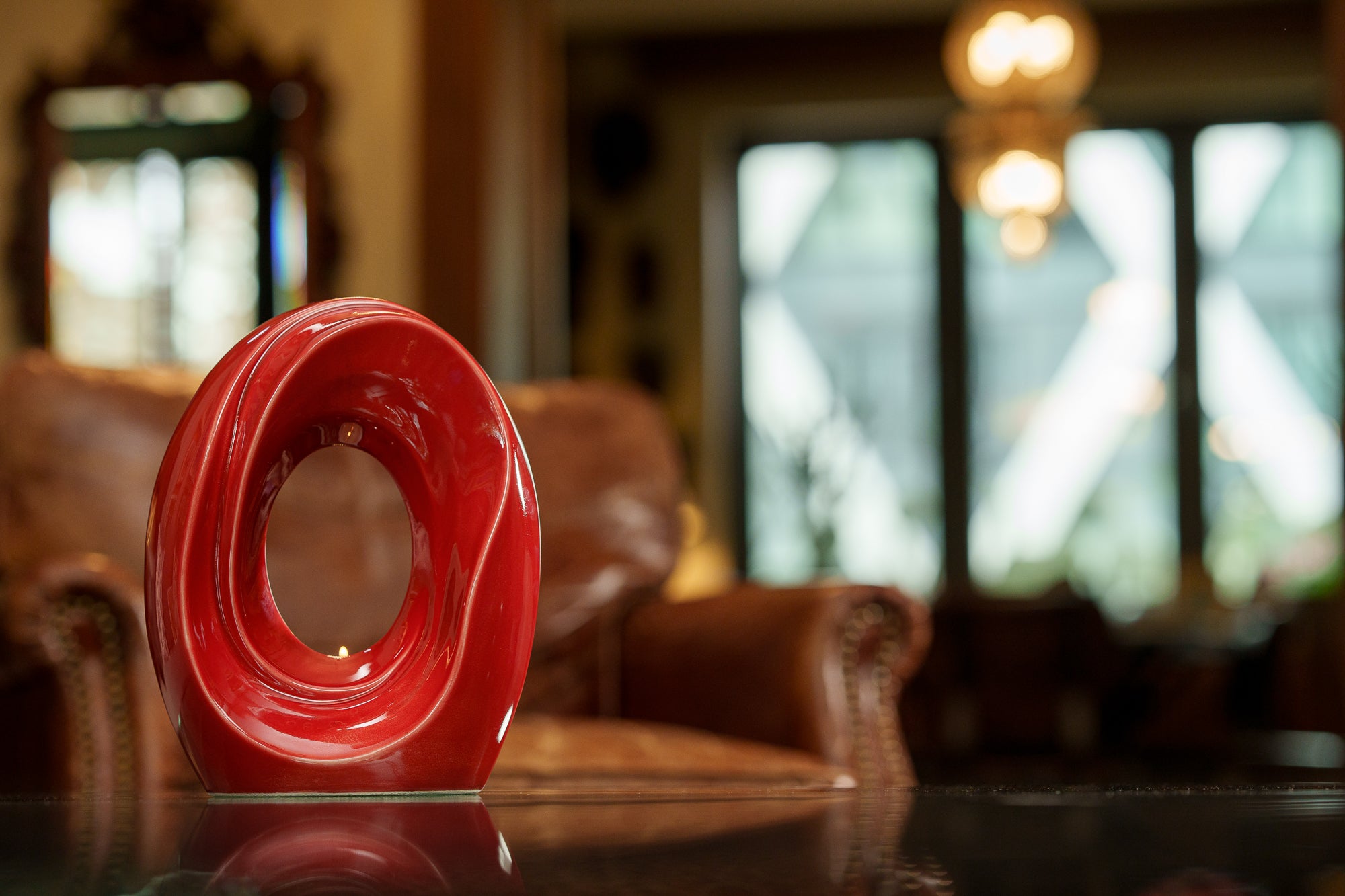 Artisan Cremation Urn for Ashes "The Passage" - Medium Urn | Red | Ceramic