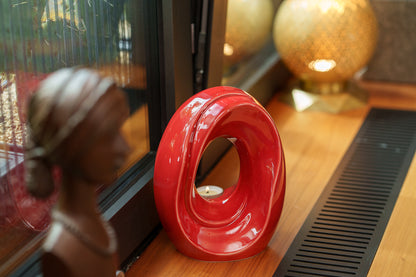 Artisan Cremation Urn for Ashes "The Passage" - Medium Urn | Red | Ceramic