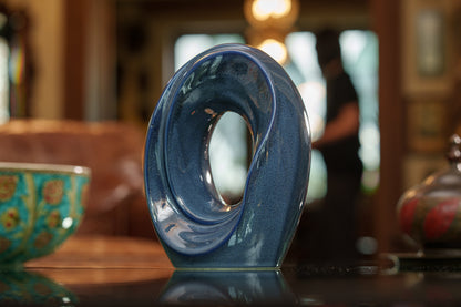 Artisan Cremation Urn for Ashes "The Passage" - Medium Urn | Blue Melange | Ceramic
