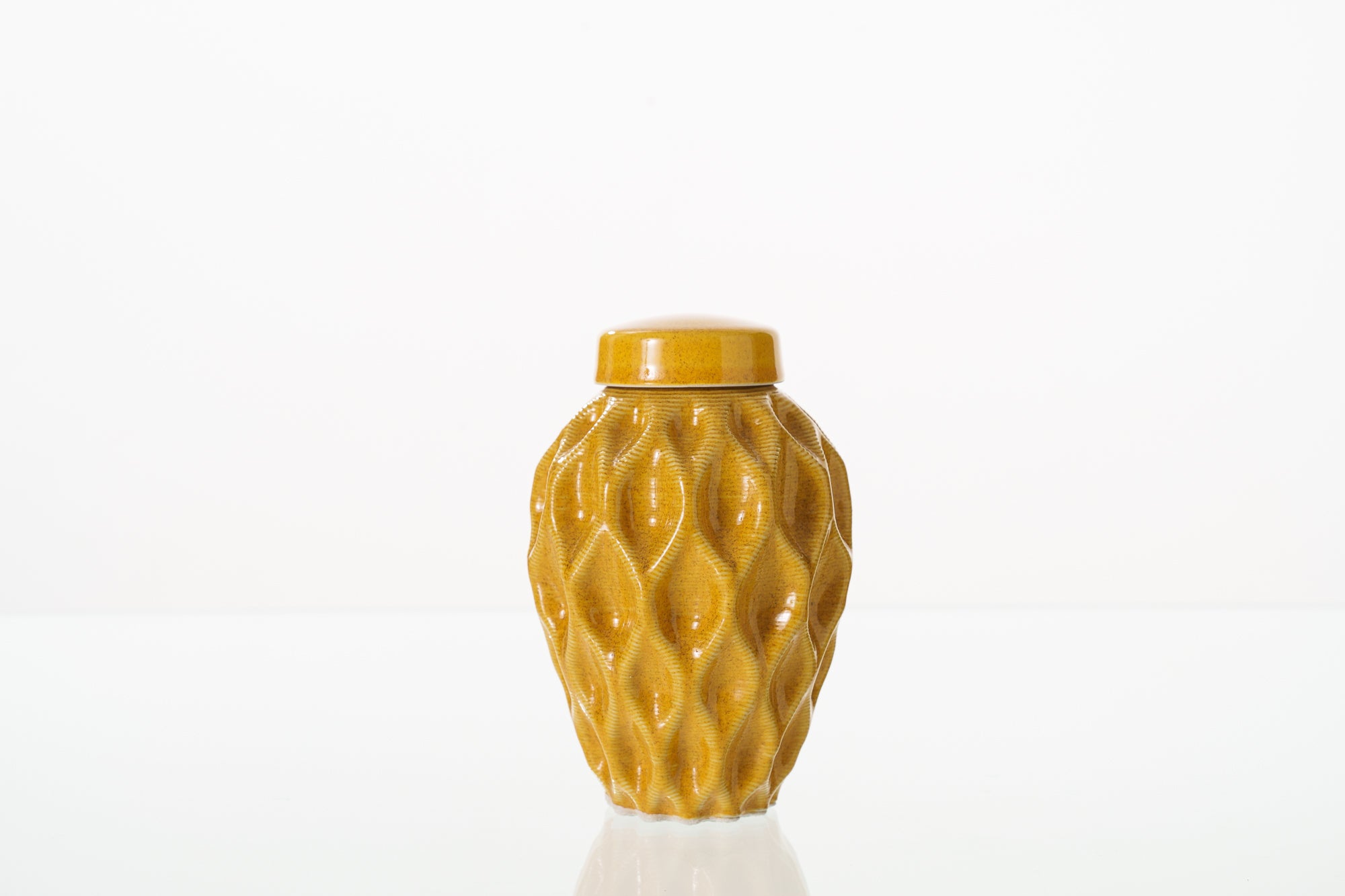Cremation Urn "Echo" - 3D Printed Ceramic Urn | Amber Yellow | Keepsake