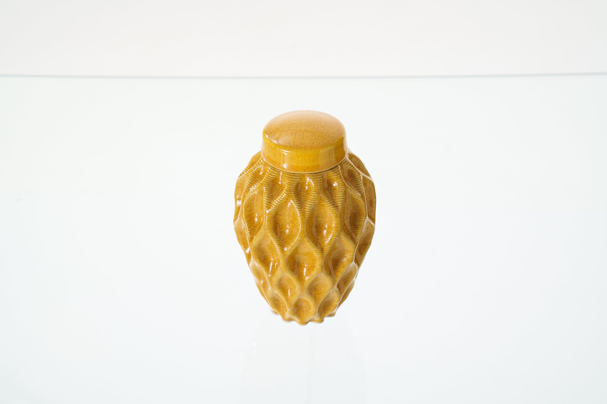 Cremation Urn "Echo" - 3D Printed Ceramic Urn | Amber Yellow | Keepsake