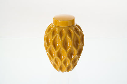 Cremation Urn "Echo" - 3D Printed Ceramic Urn | Amber Yellow | Large