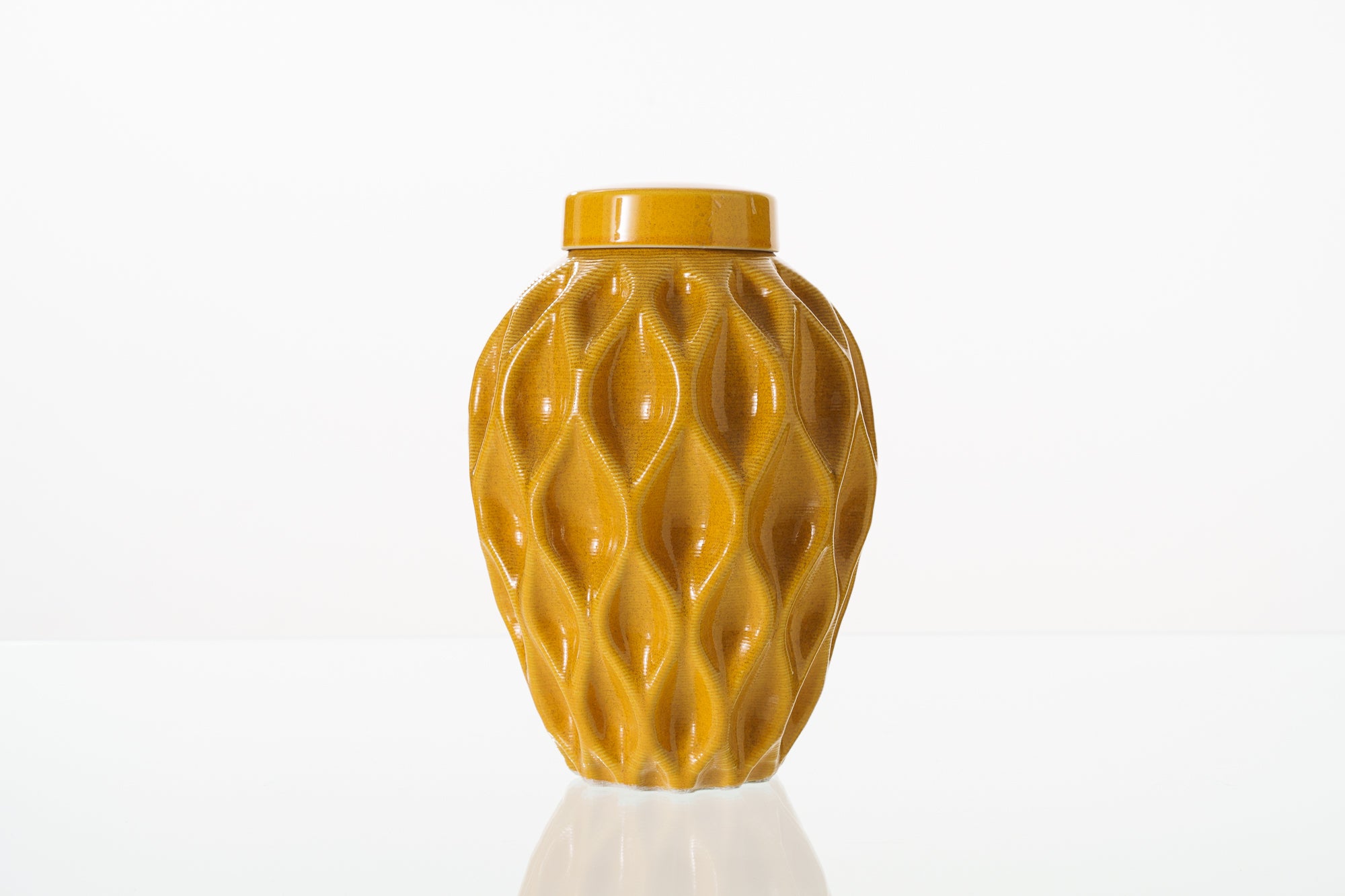 Cremation Urn "Echo" - 3D Printed Ceramic Urn | Amber Yellow | Large