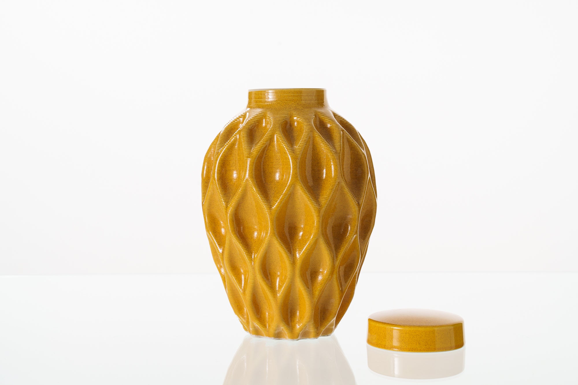 Cremation Urn "Echo" - 3D Printed Ceramic Urn | Amber Yellow | Large