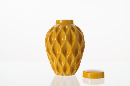 Cremation Urn "Echo" - 3D Printed Ceramic Urn | Amber Yellow | Large