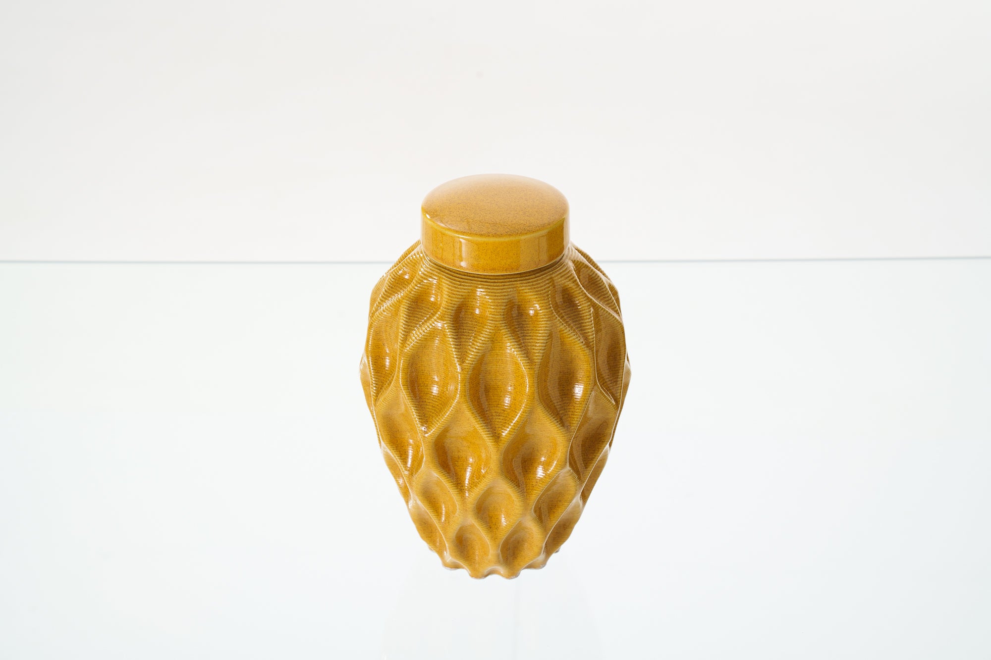 Cremation Urn "Echo" - 3D Printed Ceramic Urn | Amber Yellow | Medium