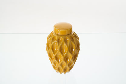 Cremation Urn "Echo" - 3D Printed Ceramic Urn | Amber Yellow | Medium