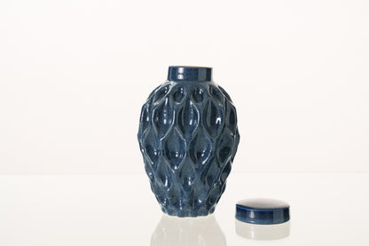 Cremation Urn "Echo" - 3D Printed Ceramic Urn | Blue Melange | Medium