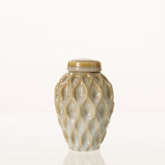 Cremation Urn "Echo" - 3D Printed Ceramic Urn | Light Sand Melange | Keepsake
