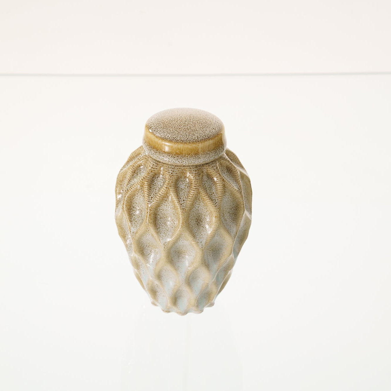 Cremation Urn "Echo" - 3D Printed Ceramic Urn | Light Sand Melange | Keepsake