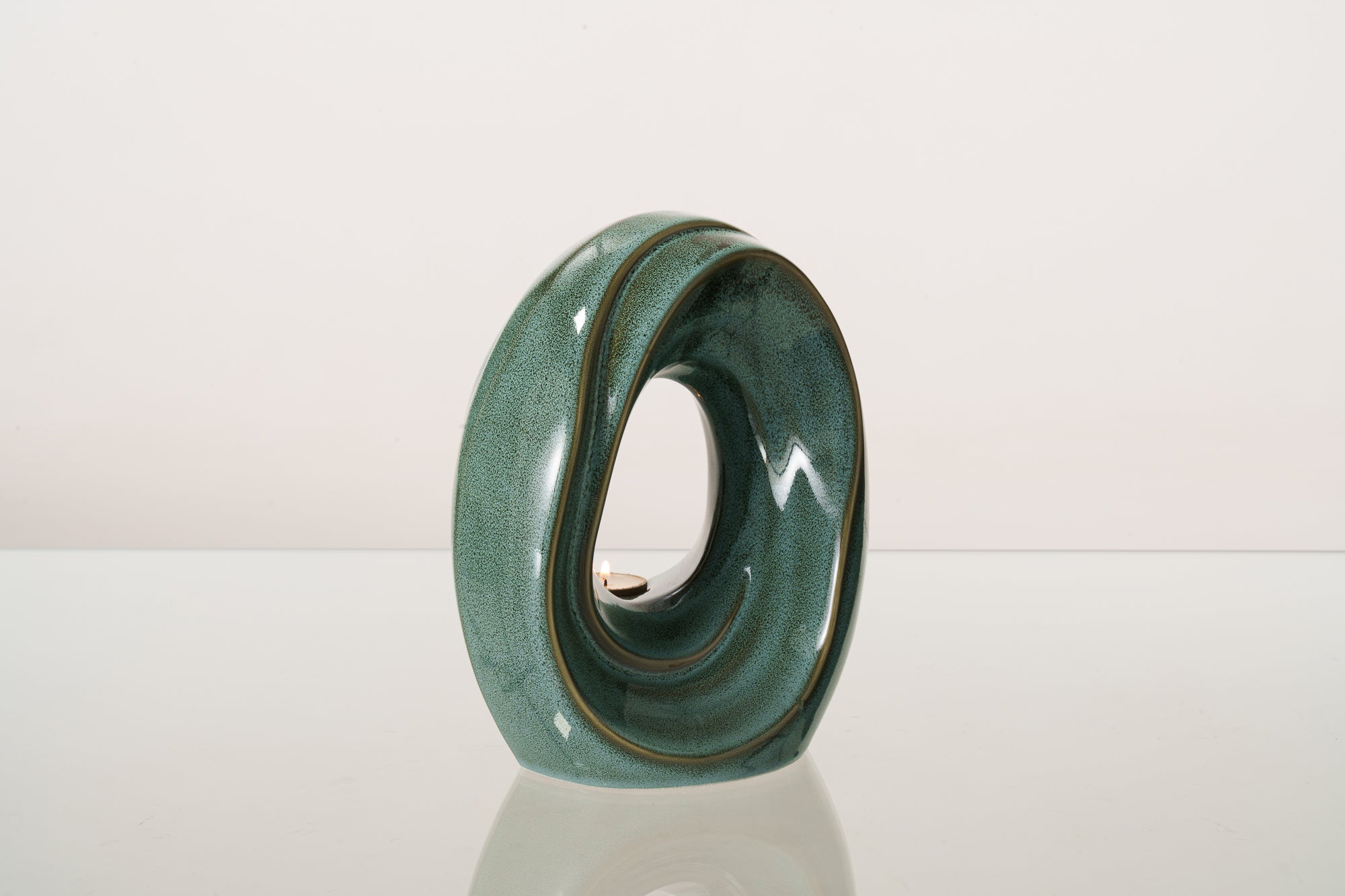 Cremation Urn for Ashes "The Passage" - Medium Urn | Oily Green Melange | Ceramic
