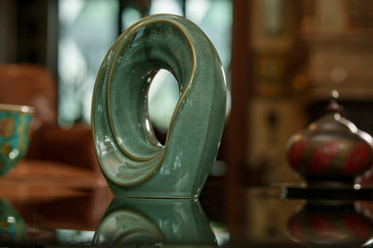 Cremation Urn for Ashes "The Passage" - Medium Urn | Oily Green Melange | Ceramic