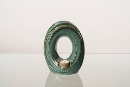Cremation Urn for Ashes "The Passage" - Medium Urn | Oily Green Melange | Ceramic