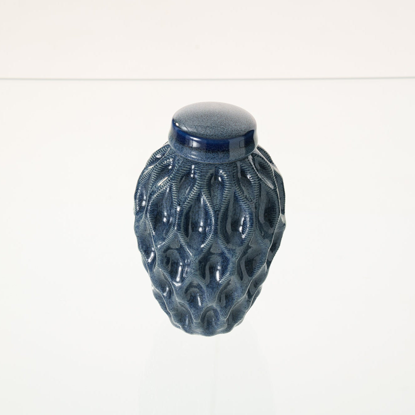Cremation Urn "Echo" - 3D Printed Ceramic Urn | Blue Melange | Keepsake