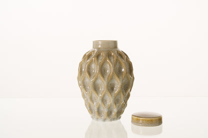 Cremation Urn "Echo" - 3D Printed Ceramic Urn | Light Sand Melange | Medium