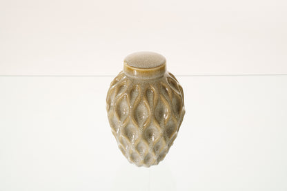 Cremation Urn "Echo" - 3D Printed Ceramic Urn | Light Sand Melange | Medium