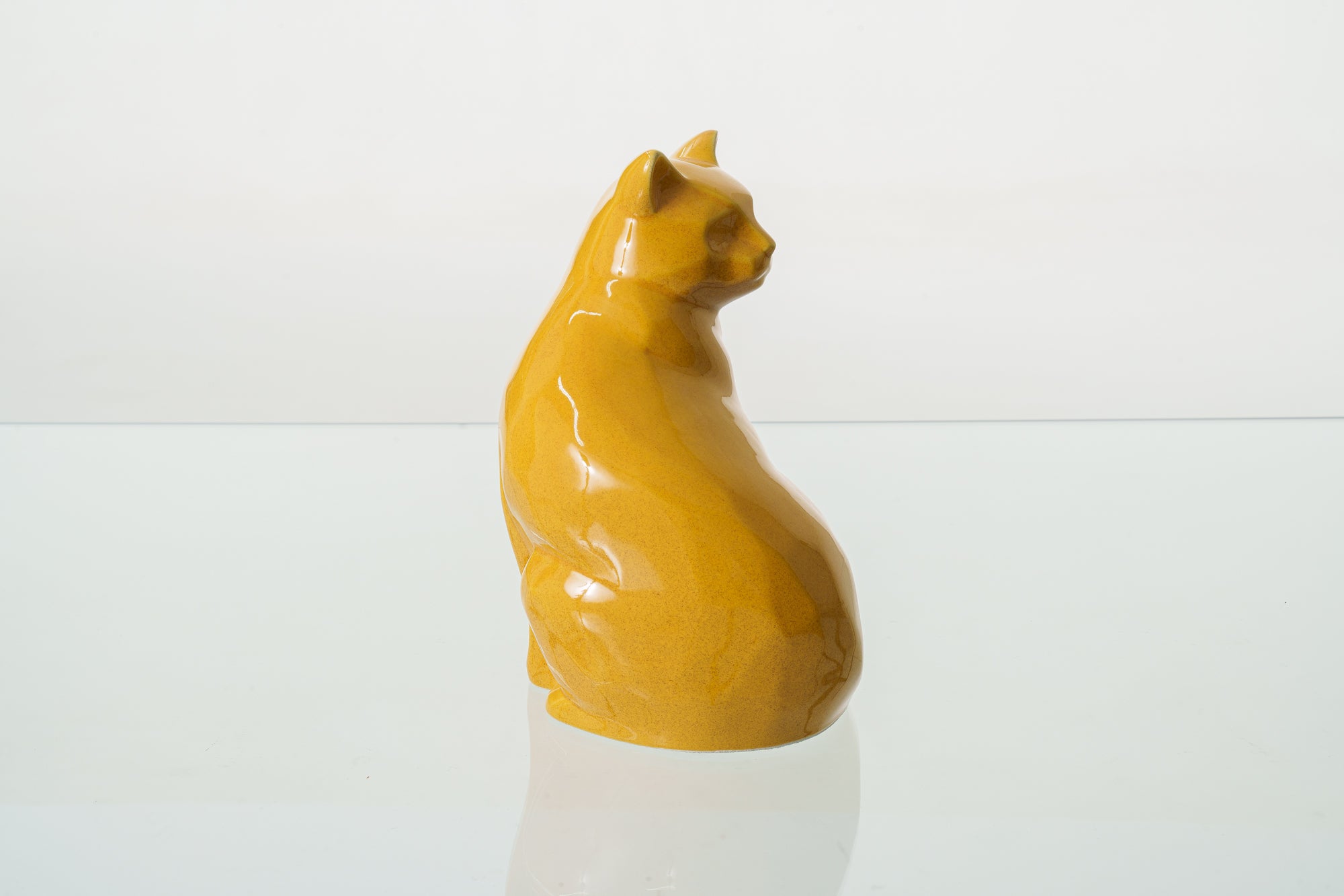 Felix Cat Urn for Ashes - Amber Yellow | Ceramic | Handmade Pet Urn