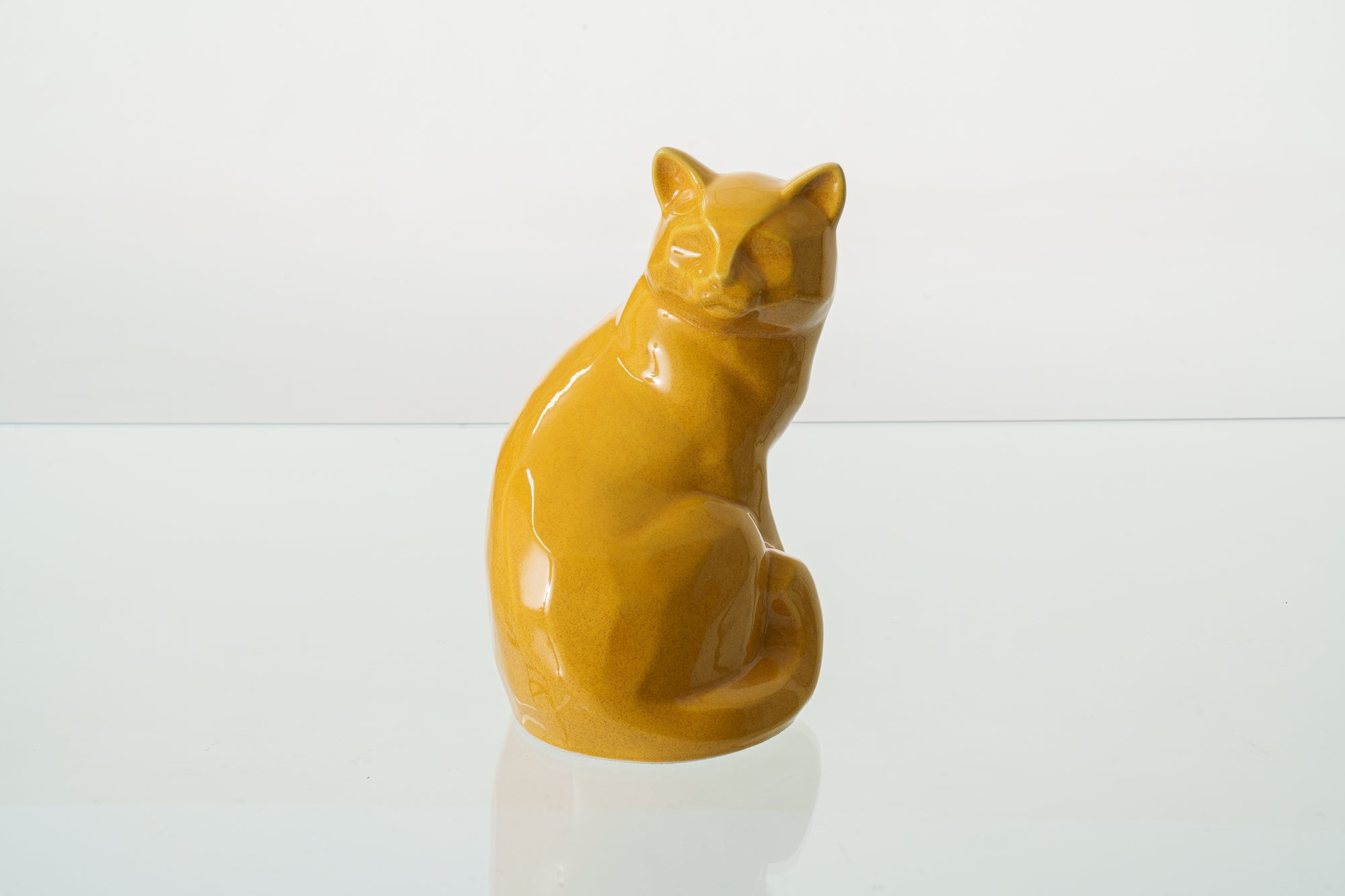 Felix Cat Urn for Ashes - Amber Yellow | Ceramic | Handmade Pet Urn