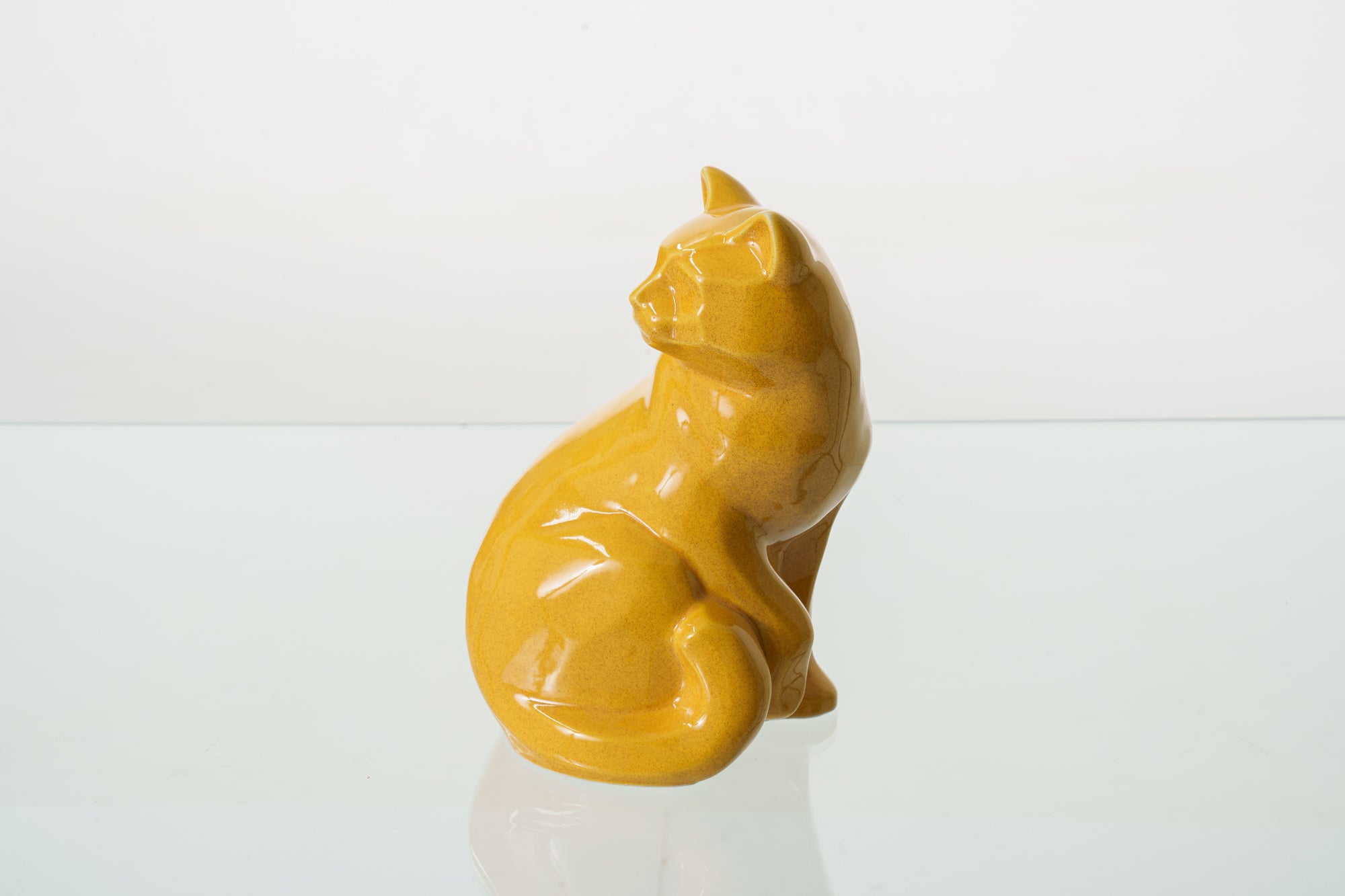 Felix Cat Urn for Ashes - Amber Yellow | Ceramic | Handmade Pet Urn