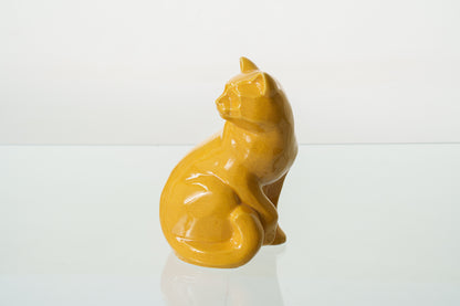 Felix Cat Urn for Ashes - Amber Yellow | Ceramic | Handmade Pet Urn