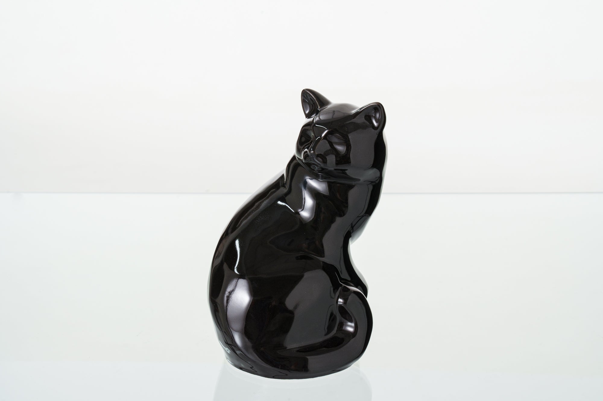 Felix Cat Urn for Ashes - Lamp Black | Ceramic | Handmade Pet Urn