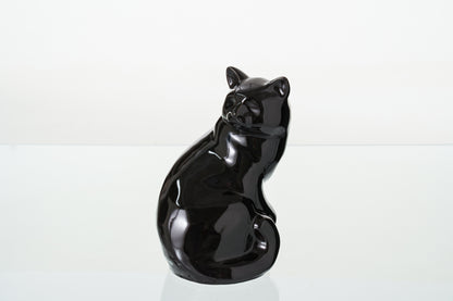 Felix Cat Urn for Ashes - Lamp Black | Ceramic | Handmade Pet Urn