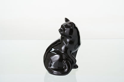 Felix Cat Urn for Ashes - Lamp Black | Ceramic | Handmade Pet Urn
