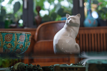 Felix Cat Urn for Ashes - White | Ceramic | Handmade Pet Urn