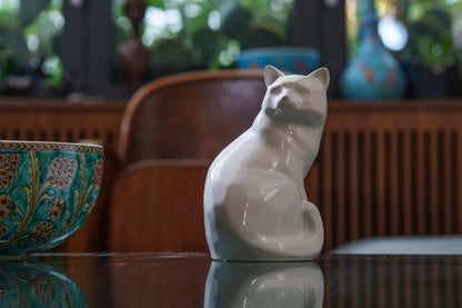 Felix Cat Urn for Ashes - White | Ceramic | Handmade Pet Urn