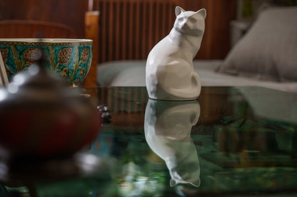 Felix Cat Urn for Ashes - White Matte | Ceramic | Handmade Pet Urn