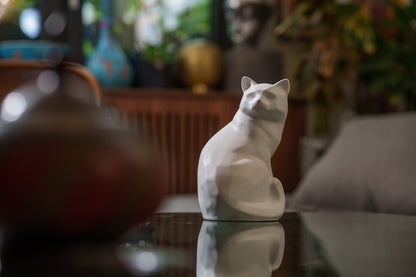Felix Cat Urn for Ashes - White Matte | Ceramic | Handmade Pet Urn