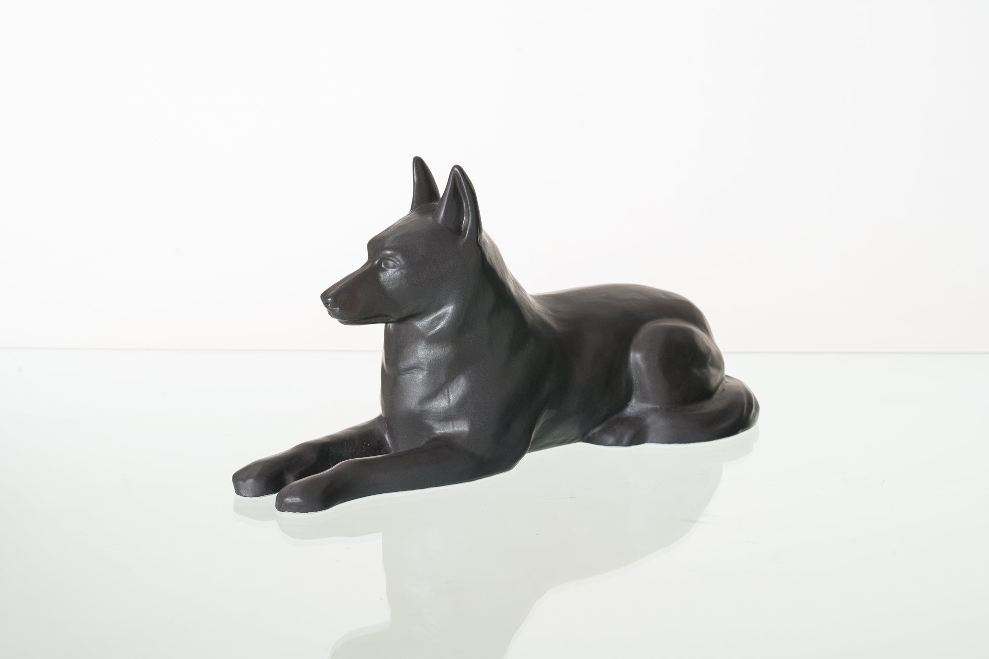 German Shepherd Pet Urn - Gray Matte | Ceramic Dog Urn