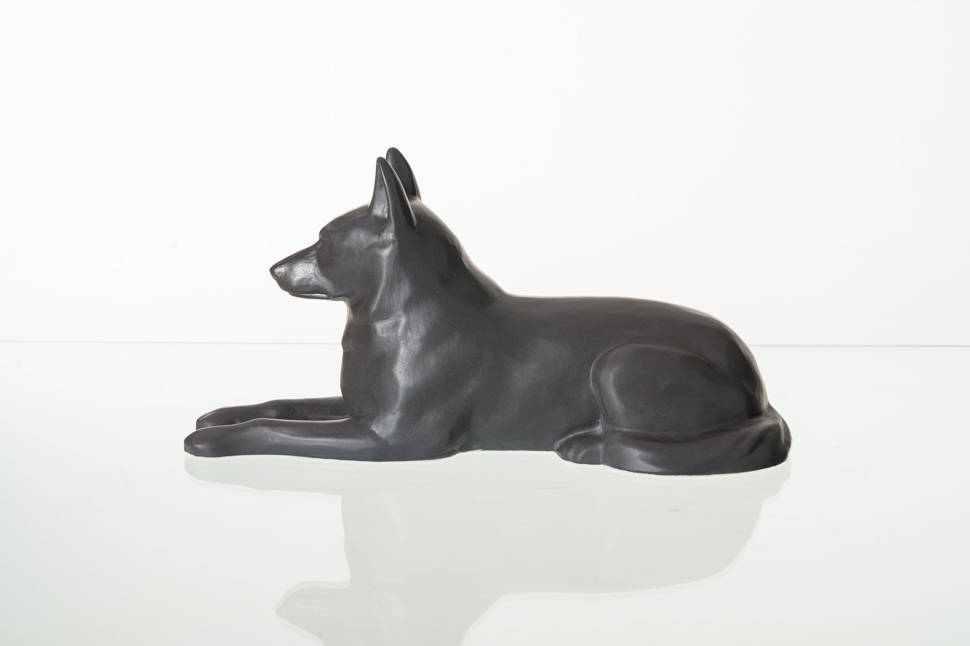 German Shepherd Pet Urn - Gray Matte | Ceramic Dog Urn