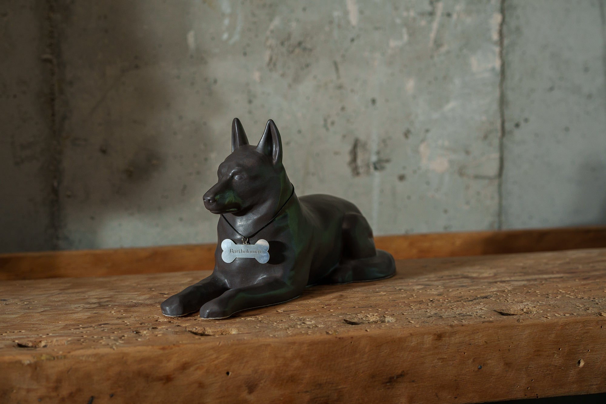 German Shepherd Pet Urn - Gray Matte | Ceramic Dog Urn