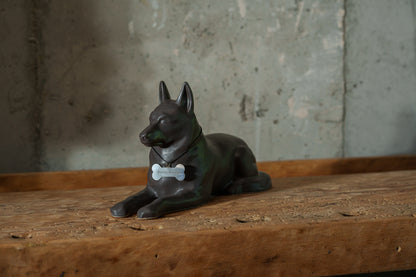 German Shepherd Pet Urn - Gray Matte | Ceramic Dog Urn