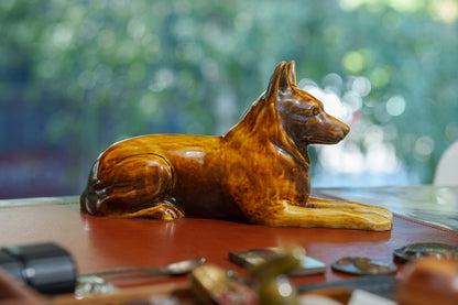 Pulvis Art Urns Pet Urn German Shepherd Pet Urn - Rusty Brown | Ceramic Dog Urn