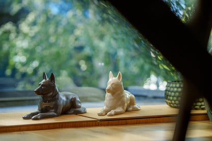 German Shepherd Pet Urn - Gray Matte | Ceramic Dog Urn