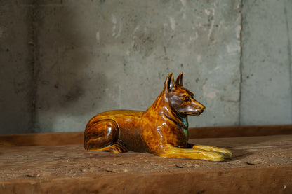 Pulvis Art Urns Pet Urn German Shepherd Pet Urn - Rusty Brown | Ceramic Dog Urn