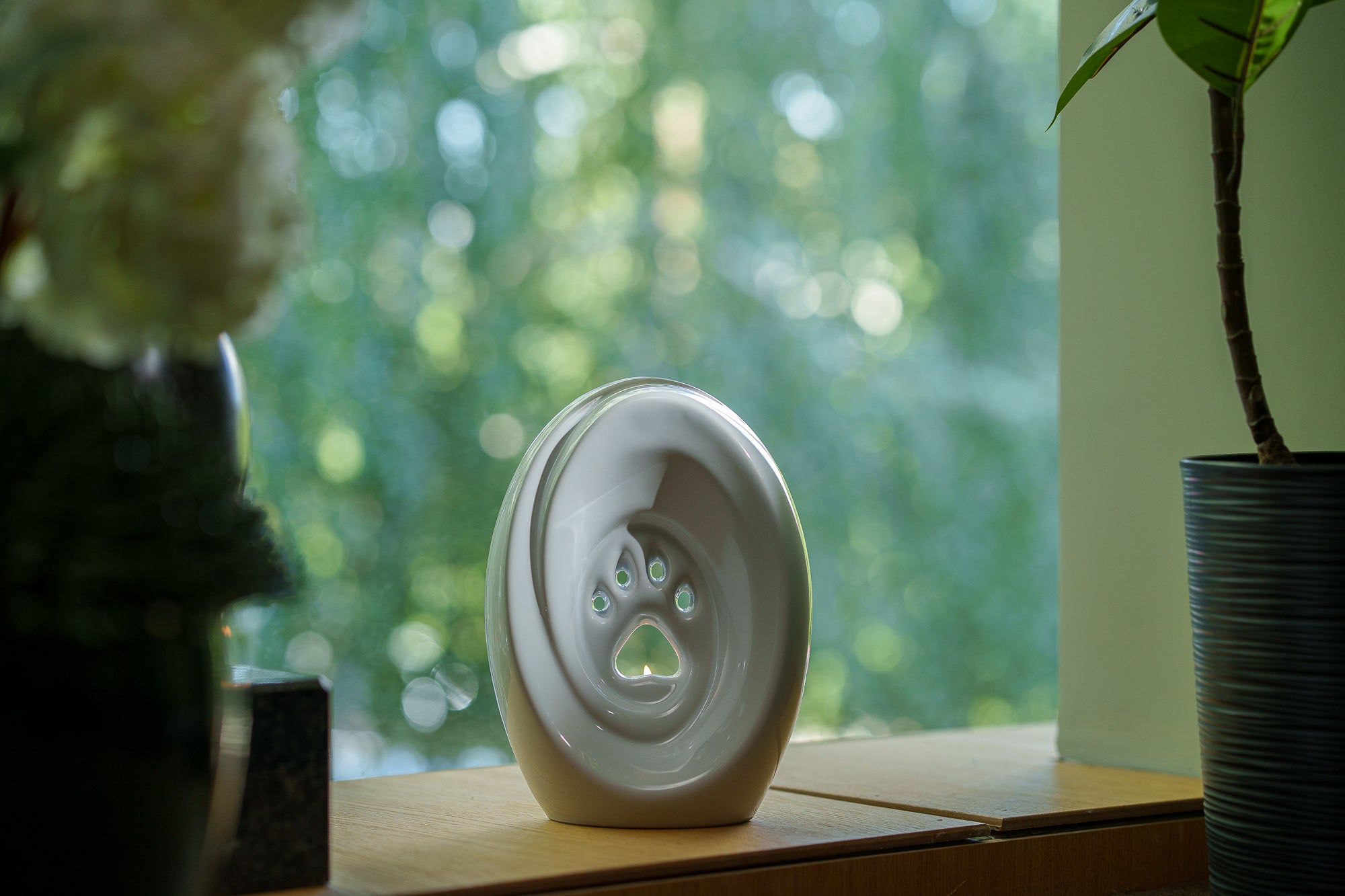 Large Paw Cremation Urn - White | Ceramic | Handmade Pet Urn