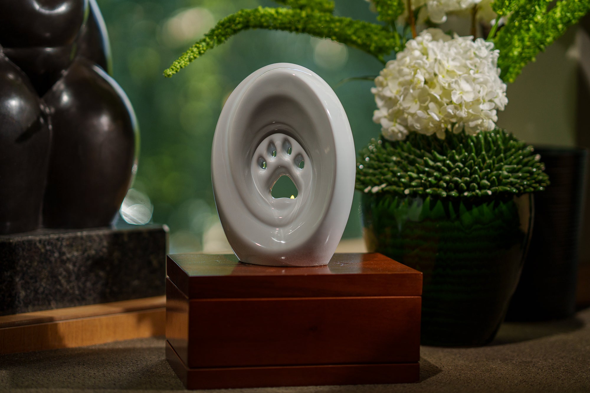 Large Paw Cremation Urn - White | Ceramic | Handmade Pet Urn