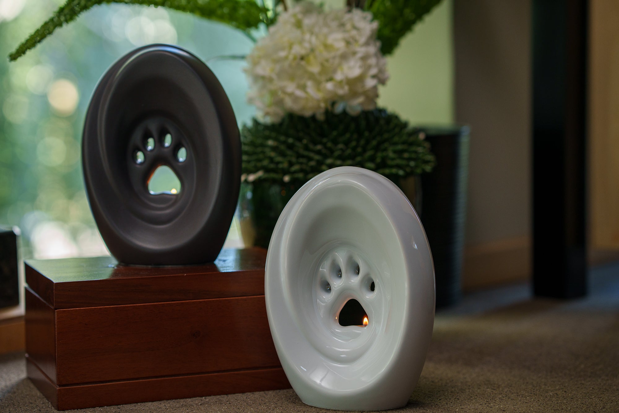 Large Paw Cremation Urn - White | Ceramic | Handmade Pet Urn