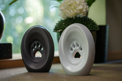 Large Paw Cremation Urn - Gray Matte | Ceramic | Handmade Pet Urn