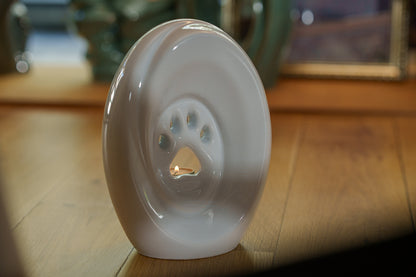Large Paw Cremation Urn - White | Ceramic | Handmade Pet Urn
