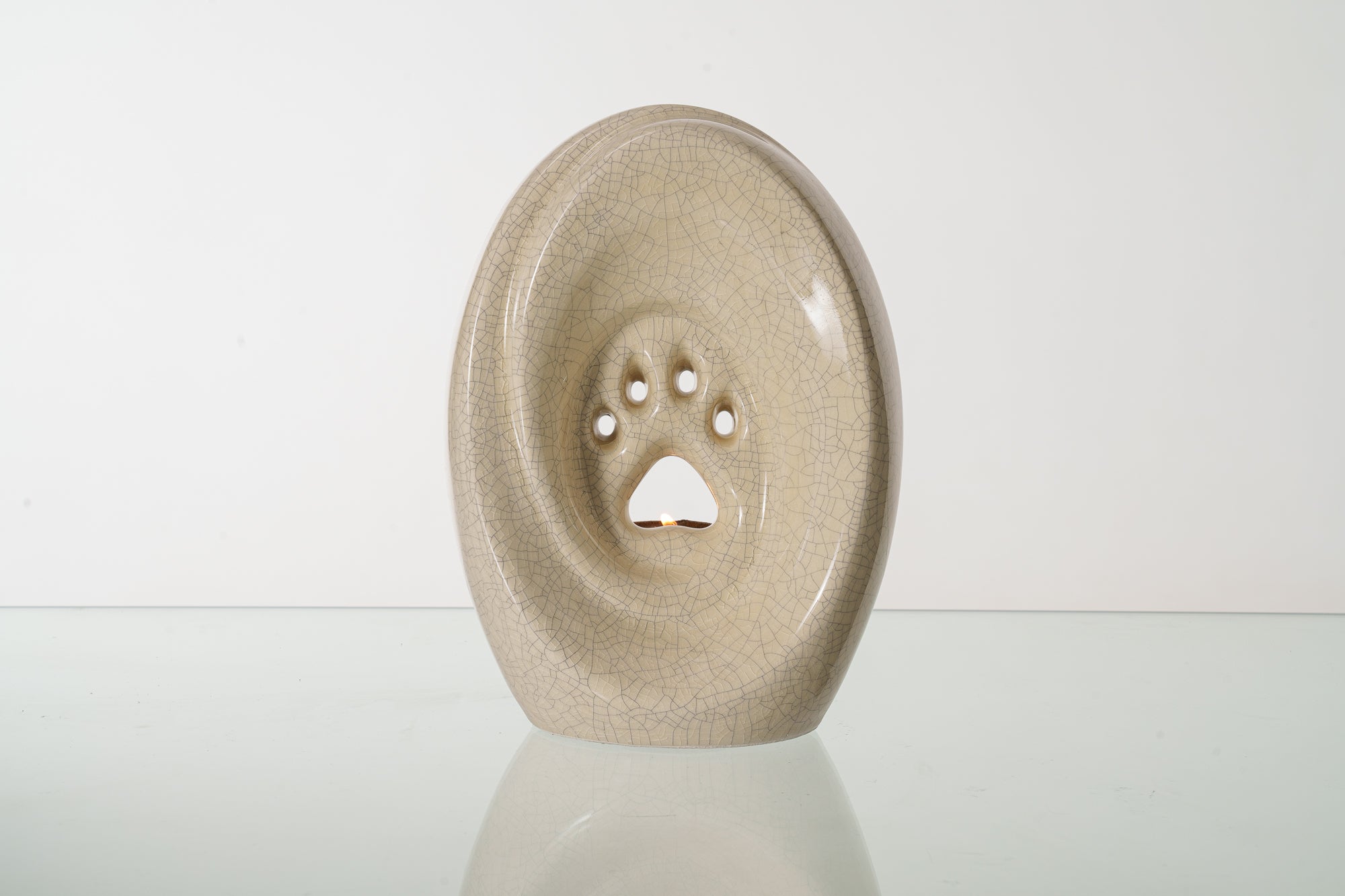 Large Paw Cremation Urn - Craquelure | Ceramic | Handmade Pet Urn