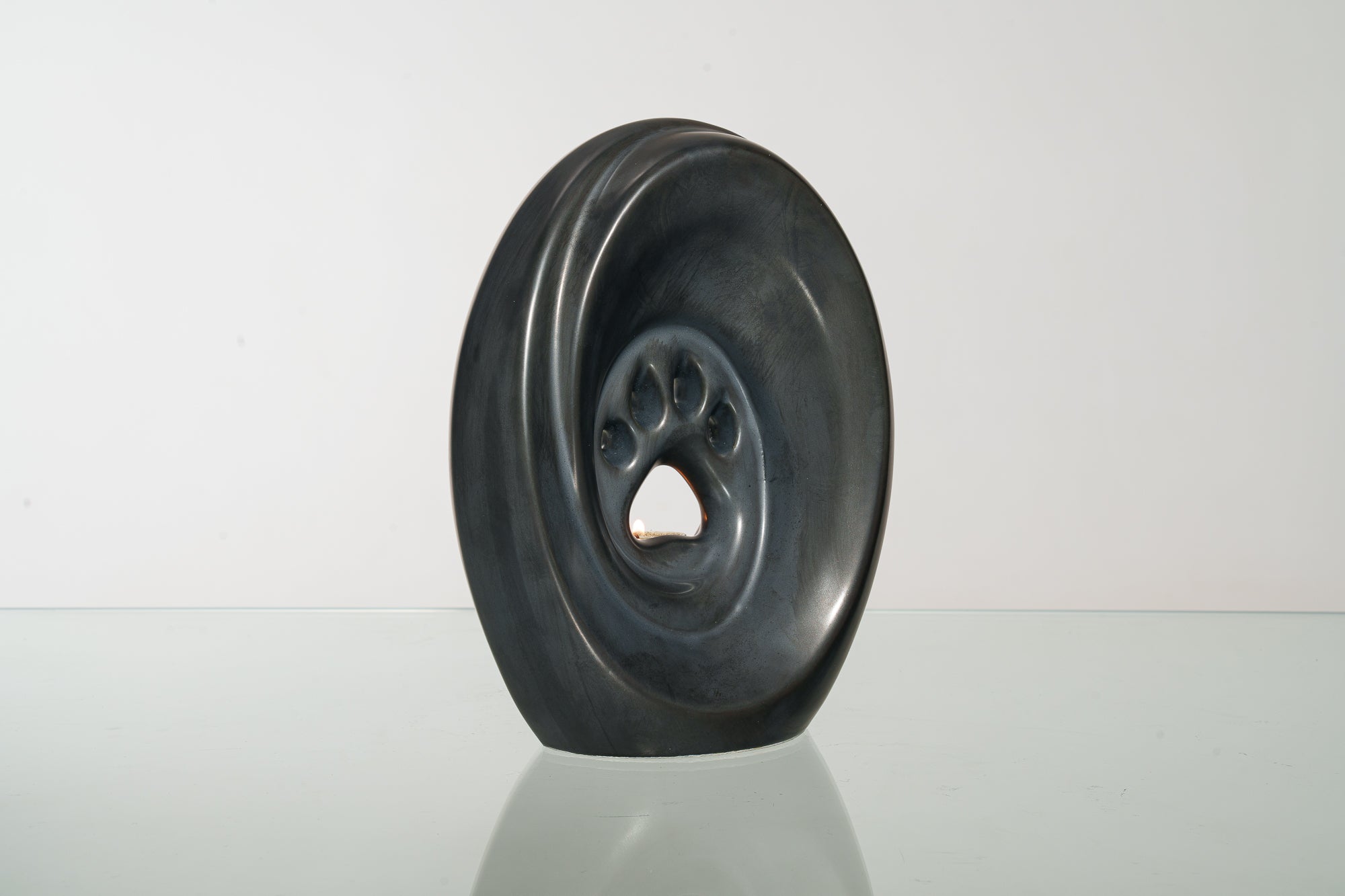 Large Paw Cremation Urn - Dark Matte | Ceramic | Handmade Pet Urn