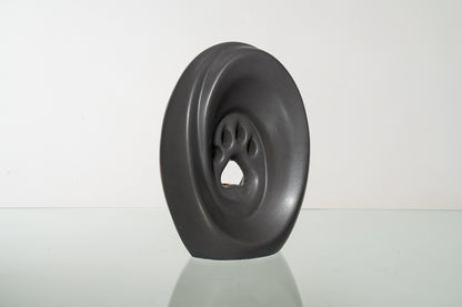 Large Paw Cremation Urn - Gray Matte | Ceramic | Handmade Pet Urn