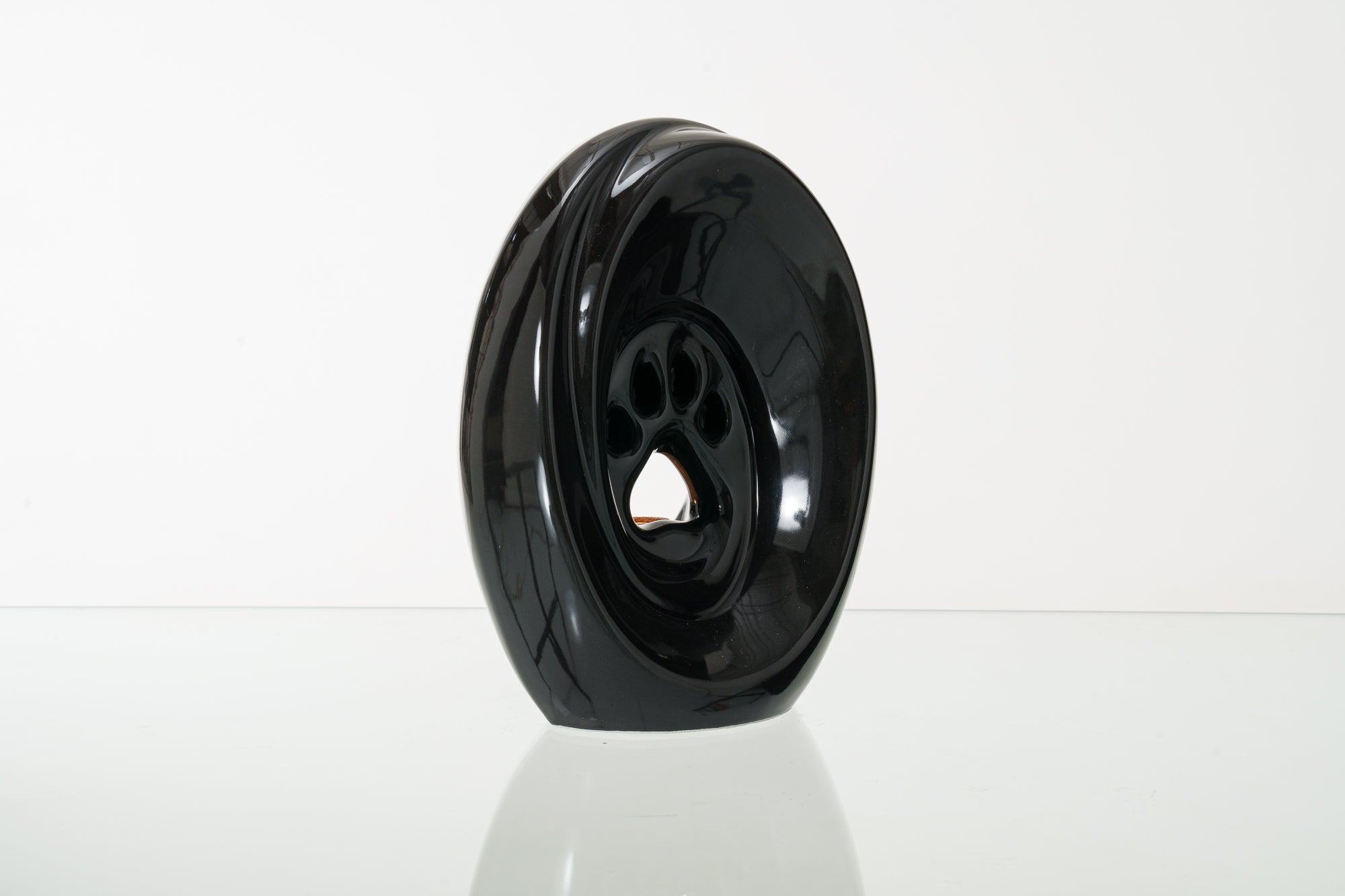 Large Paw Cremation Urn - Lamp Black | Ceramic | Handmade Pet Urn