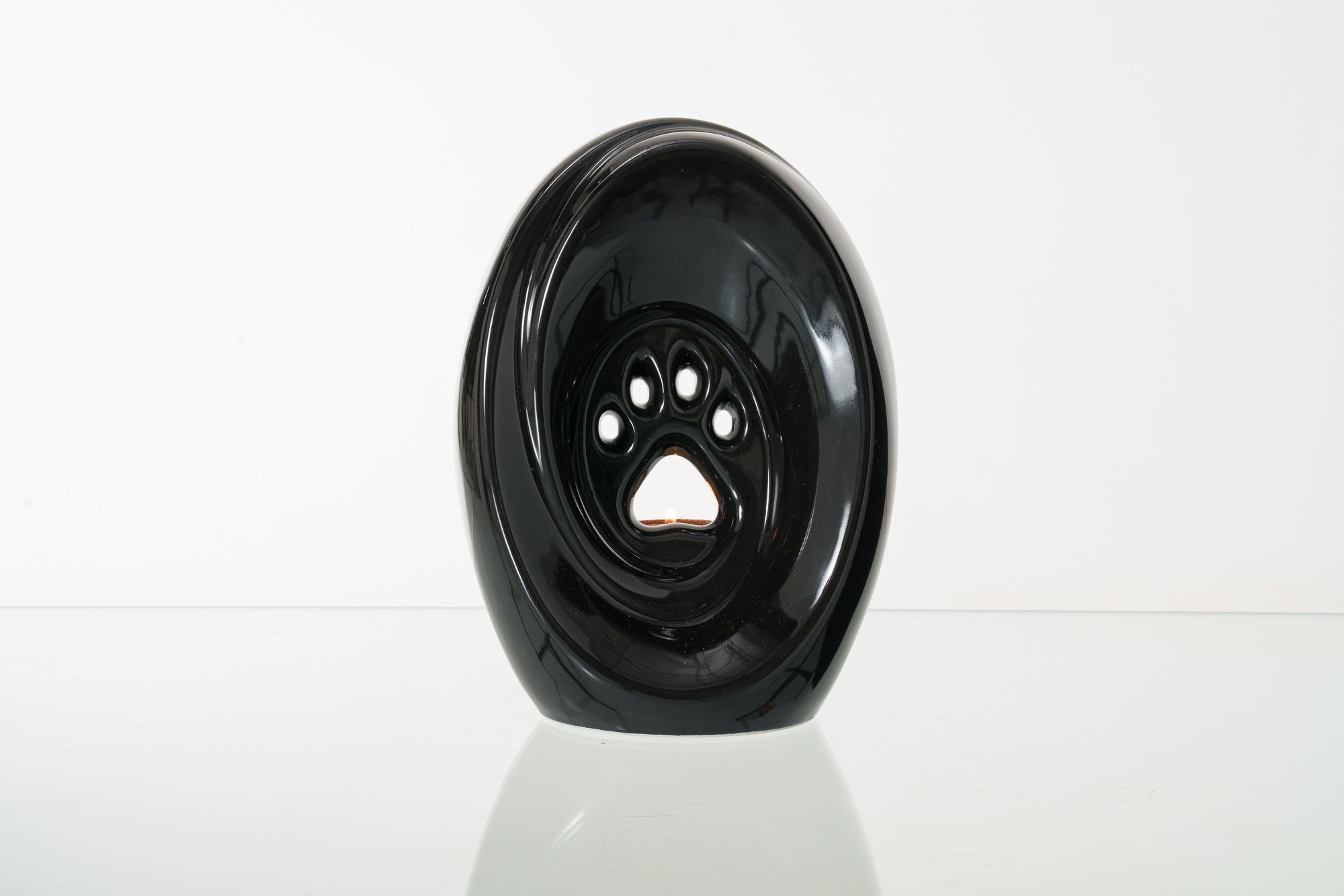 Large Paw Cremation Urn - Lamp Black | Ceramic | Handmade Pet Urn